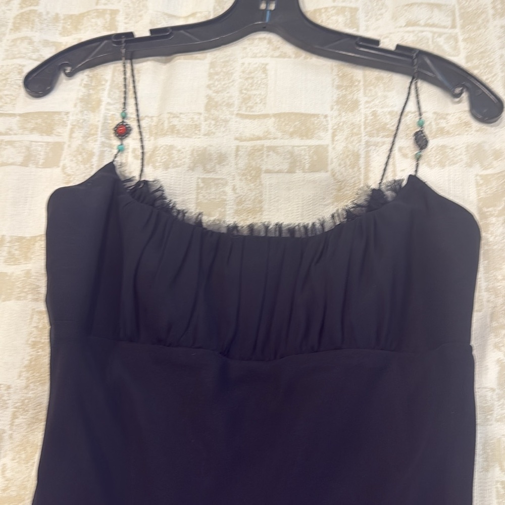 Abs By Allen Schwartz Womens Slip Dress Black Scoop Neck beaded straps - Picture 14 of 16